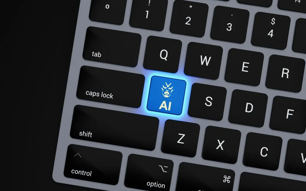 a-close-up-of-a-keyboard-with-a-blue-button